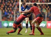 13 December 2015; Jamie Heaslip, Leinster, is tackled by Steffon Armitage, left, and Romain Taofifenua, Toulon. European Rugby Champions Cup,  Pool 5, Round 3, RC Toulon v Leinster. Stade Felix Mayol, Toulon, France. Picture credit: Stephen McCarthy / SPORTSFILE