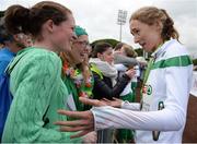 13 December 2015; Ireland's Caroline Crowley is greeted by friends and family after being part of a team bronze in the Senior Women's event. SPAR European Cross Country Championships Hyeres 2015. Paray Le Monial, France. Picture credit: Cody Glenn / SPORTSFILE