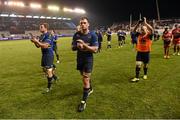 13 December 2015; Rhys Ruddock and his Leinster team-mates applaud the travelling supporters after the game. European Rugby Champions Cup,  Pool 5, Round 3, RC Toulon v Leinster. Stade Felix Mayol, Toulon, France. Picture credit: Stephen McCarthy / SPORTSFILE