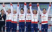 13 December 2015; The Great Britain/Northern Ireland team victorious in the Senior Women's event. SPAR European Cross Country Championships Hyeres 2015. Paray Le Monial, France. Picture credit: Cody Glenn / SPORTSFILE