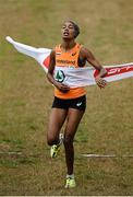 13 December 2015; Sifan Hassan, The Netherlands, wins the Senior Womens event. SPAR European Cross Country Championships Hyeres 2015. Paray Le Monial, France Picture credit: Cody Glenn / SPORTSFILE