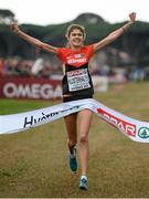 13 December 2015; Germany's Konstanze Klosterhalfen wins the Junior Women's event. SPAR European Cross Country Championships Hyeres 2015. Paray Le Monial, France Picture credit: Cody Glenn / SPORTSFILE