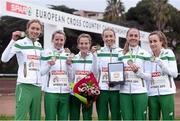 13 December 2015; The bronze medal winning Ireland Senior Women's team, from left, Caroline Crowley, Ciara Durkan, Fionnuala McCormack, Lizzie Lee, Kerry O'Flaherty and Michele Finn. SPAR European Cross Country Championships Hyeres 2015. Paray Le Monial, France Picture credit: Cody Glenn / SPORTSFILE