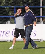 28 August 2009; Alan Clarke, from Statsports, speaking with Leinster head coach Michael Cheika before the game. Leinster v London Irish - Pre-Season Friendly, Donnybrook Stadium, Dublin. Photo by Sportsfile