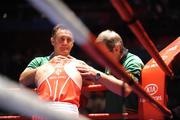 11 September 2009; A disappointed John Joe Nevin, Ireland, with head coach Billy Walsh, left, and coach Jim Moore at the end of the bout after defeat to Eduard Abzalimov, Russia, during their Bantamweight 54kg bout. AIBA World Boxing Championships, Semi-Finals, Assago, Milan, Italy. Picture credit: David Maher / SPORTSFILE