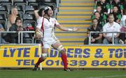 12 September 2009; Ulster's Dan Tuohy celebrates after scoring the opening try of the match. Celtic League, Ospreys v Ulster, Liberty Stadium, Swansea, Wales. Picture credit: Steve Pope / SPORTSFILE