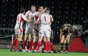 12 September 2009; The Ulster players celebrate victory after the final whistle. Celtic League, Ospreys v Ulster, Liberty Stadium, Swansea, Wales. Picture credit: Steve Pope / SPORTSFILE