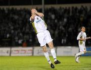 12 September 2009; Conan Byrne, Sporting Fingal, reacts after a missed chance near the end of the game. FAI Ford Cup Quarter-Final, Sporting Fingal v Shamrock Rovers, Morton Stadium, Santry, Dublin. Photo by Sportsfile