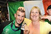 13 September 2009; Boxer John Joe Nevin with his mother Winnie on his return to Dublin Airport after winning the Bronze Medal at the 2009 AIBA World Boxing Championships Final in Assago, Milan, Italy. Dublin Airport, Dublin. Picture credit: David Maher / SPORTSFILE