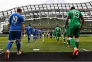 4 June 2015; The two teams of Northern Ireland and the Republic of Ireland walk out for the start of the game. Training Match, Republic of Ireland v Northern Ireland. Aviva Stadium, Lansdowne Road, Dublin. Picture credit: David Maher / SPORTSFILE