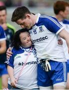 21 June 2015; Laura Finlay, from Ballybay, Co. Monaghan, congratulates Conor McManus after the game. Ulster GAA Football Senior Championship Semi-Final, Monaghan v Fermanagh, Kingspan Breffni Park, Cavan. Picture credit: Dáire Brennan / SPORTSFILE