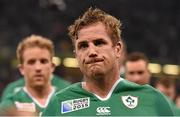 18 October 2015; Jamie Heaslip, Ireland, leaves the field after the game. 2015 Rugby World Cup Quarter-Final, Ireland v Argentina. Millennium Stadium, Cardiff, Wales. Picture credit: Brendan Moran / SPORTSFILE