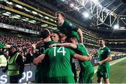 16 November 2015; Jonathan Walters, Republic of Ireland, is congratulated by team-mates after scoring his side's second goal of the game. UEFA EURO 2016 Championship Qualifier, Play-off, 2nd Leg, Republic of Ireland v Bosnia and Herzegovina. Aviva Stadium, Lansdowne Road, Dublin. Picture credit: Ramsey Cardy / SPORTSFILE