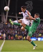 16 November 2015; Jonathan Walters, Republic of Ireland, in action against Muhamed Bešic, Bosnia and Herzegovina. UEFA EURO 2016 Championship Qualifier, Play-off, 2nd Leg, Republic of Ireland v Bosnia and Herzegovina. Aviva Stadium, Lansdowne Road, Dublin. Picture credit: Seb Daly / SPORTSFILE