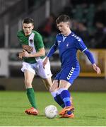 15 December 2015; Killian Brouder, Limerick FC, in action against Aaron Drinan, Cork City. SSE Airtricity National U19 League Final, Limerick FC v Cork City. Marketsfield, Limerick. Picture credit: Diarmuid Greene / SPORTSFILE