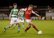 16 December 2015; Luke Nolan, St Patrick's Athletic, in action against Harry Cornally, Shamrock Rovers. SSE Airtricty National U17 League Final, Shamrock Rovers v St Patrick's Athletic, NDSL Centre, Oscar Traynor Coaching & Development Centre, Dublin. Picture credit: Sam Barnes / SPORTSFILE