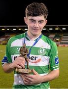 16 December 2015; Richard English, Shamrock Rovers, with his Man of the Match award. SSE Airtricty National U17 League Final, Shamrock Rovers v St Patrick's Athletic, NDSL Centre, Oscar Traynor Coaching & Development Centre, Dublin. Picture credit: Sam Barnes / SPORTSFILE