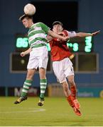 16 December 2015; Harry Cornally, Shamrock Rovers, in action against Luke Heaney, St Patrick's Athletic. SSE Airtricty National U17 League Final, Shamrock Rovers v St Patrick's Athletic, NDSL Centre, Oscar Traynor Coaching & Development Centre, Dublin. Picture credit: Sam Barnes / SPORTSFILE