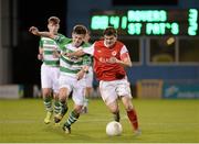 16 December 2015; Harry Cornally, Shamrock Rovers, in action against Conor Folwer, St Patrick's Athletic. SSE Airtricty National U17 League Final, Shamrock Rovers v St Patrick's Athletic, NDSL Centre, Oscar Traynor Coaching & Development Centre, Dublin. Picture credit: Sam Barnes / SPORTSFILE