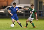 15 December 2015; Clyde O'Connell, Limerick FC, in action against Craig Donnellan, Cork City. SSE Airtricity National U19 League Final, Limerick FC v Cork City. Marketsfield, Limerick. Picture credit: Diarmuid Greene / SPORTSFILE
