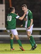 15 December 2015; Connor Ellis, right, Cork City, celebrates with team-mate Aaron Drinan, after scoring his side's second goal. SSE Airtricity National U19 League Final, Limerick FC v Cork City. Marketsfield, Limerick. Picture credit: Diarmuid Greene / SPORTSFILE