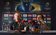 17 December 2015; Leinster head coach Leo Cullen and team captain Isa Nacewa during a press conference. Leinster Rugby HQ, UCD, Belfield, Dublin. Picture credit: Matt Browne / SPORTSFILE