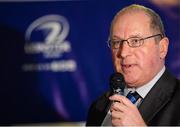 19 December 2015; Dermot O'Mahony, Leinster Rugby Domestic Games Administrator, speaking during the draw. Bank of Ireland Provincial Towns Cup Draw. Ballsbridge Hotel, Dublin. Picture credit: Sam Barnes / SPORTSFILE