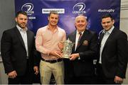 19 December 2015; Pictured during the Bank of Ireland Provincial Towns Cup Draw, are, from left, Sean O'Brien, Leinster, Tom Satchwell, Denis Heneghan, both North Kildare RFC, and Fergus McFadden, Leinster. Ballsbridge Hotel, Dublin. Picture credit: Sam Barnes / SPORTSFILE