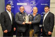 19 December 2015; Pictured during the Bank of Ireland Provincial Towns Cup Draw, are, from left, Sean O'Brien, Leinster, Damien Culley, Derek Turner, both Longford RFC, and Fergus McFadden, Leinster. Ballsbridge Hotel, Dublin. Picture credit: Sam Barnes / SPORTSFILE