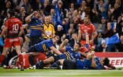 19 December 2015; Ben Te'o celebrate after referee Wayne Barnes awards his team a penalty try. European Rugby Champions Cup, Pool 5, Round 4, Leinster v RC Toulon. Aviva Stadium, Lansdowne Road, Dublin. Picture credit: Seb Daly / SPORTSFILE