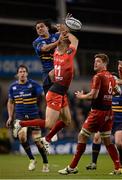 19 December 2015; Isa Nacewa, Leinster, and Drew Mitchell, Toulon, challenge for the high ball. European Rugby Champions Cup, Pool 5, Round 4, Leinster v RC Toulon. Aviva Stadium, Lansdowne Road, Dublin. Picture credit: Seb Daly / SPORTSFILE