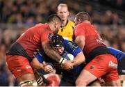 19 December 2015; Richardt Strauss, Leinster, is tackled by Romain Taofifenua, left, Matt Stevens, Toulon. European Rugby Champions Cup, Pool 5, Round 4, Leinster v RC Toulon. Aviva Stadium, Lansdowne Road, Dublin. Picture credit: Stephen McCarthy / SPORTSFILE