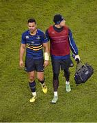 19 December 2015; Ben Te'o, Leinster, leaves the field with Leinster physiotherapist Karl Denvir after sustaining an injury in the first half. European Rugby Champions Cup, Pool 5, Round 4, Leinster v RC Toulon. Aviva Stadium, Lansdowne Road, Dublin. Picture credit: Matt Browne / SPORTSFILE