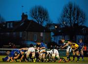 19 December 2015; The two sides scrum down. B&I Cup, Pool 1, Ealing Trailfinders v Leinster A. Vallis Way, Ealing, London, England. Picture credit: Jack Megaw / SPORTSFILE