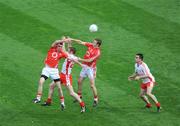 23 August 2009; Donncha O'Connor and John Hayes, right, Cork, in action against Sean O'Neill and Ryan McMenamin, right, Tyrone. GAA Football All-Ireland Senior Championship Semi-Final, Tyrone v Cork, Croke Park, Dublin. Picture credit: Ray McManus / SPORTSFILE