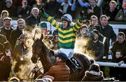 8 February 2015; Jockey Tony McCoy celebrates on Carlingford Lough, after winning the Hennessy Gold Cup. Leopardstown, Co. Dublin. Picture credit: Barry Cregg / SPORTSFILE