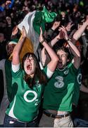 21 March 2015; Ireland supporters celebrate after winning the RBS Six Nations Rugby Championship. RBS Six Nations Rugby Championship, Scotland v Ireland. BT Murrayfield Stadium, Edinburgh, Scotland. Picture credit: Stephen McCarthy / SPORTSFILE