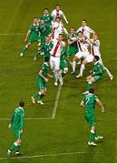 29 March 2015; Arkadiusz Milik, Poland, prepares to send a header goalward. UEFA EURO 2016 Championship Qualifier, Group D, Republic of Ireland v Poland. Aviva Stadium, Lansdowne Road, Dublin. Picture credit: Ray McManus / SPORTSFILE