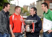 15 September 2009; Celebrating the success of the Halifax GPA Hurling Twinning Programme 2009 were, from left to right, Limerick star Stephen Lucey, Tyrone hurler Stephen Donnelly, who was captain of the Lory Meagher Cup winning side, Karl Manning, Director of Retail Sales Halifax and Limerick hurler Niall Moran. Picture credit: Pat Murphy / SPORTSFILE