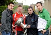15 September 2009; Celebrating the success of the Halifax GPA Hurling Twinning Programme 2009 were, from left to right, Limerick star Stephen Lucey, Tyrone hurler Stephen Donnelly, who was captain of the Lory Meagher Cup winning side, Karl Manning, Director of Retail Sales Halifax and Limerick hurler Niall Moran. Picture credit: Pat Murphy / SPORTSFILE
