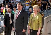 13 September 2009; President of the Camogie Association Joan O'Flynn with An Taoiseach  Brian Cowen T.D. before the Gala All-Ireland Camogie Championship Finals. Croke Park, Dublin. Picture credit: Pat Murphy / SPORTSFILE