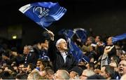 19 December 2015; A Leinster supporter waves his flag. European Rugby Champions Cup, Pool 5, Round 4, Leinster v RC Toulon. Aviva Stadium, Lansdowne Road, Dublin. Picture credit: Seb Daly / SPORTSFILE