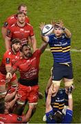19 December 2015; Jamie Heasip, Leinster, wins possession in a lineout ahead of Jocelino Suta, Toulon. European Rugby Champions Cup, Pool 5, Round 4, Leinster v RC Toulon. Aviva Stadium, Lansdowne Road, Dublin. Photo by Sportsfile