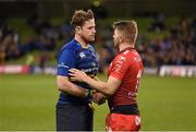 19 December 2015; Jamie Heaslip, Leinster, and Drew Mitchell, Toulon, after the game. European Rugby Champions Cup, Pool 5, Round 4, Leinster v RC Toulon. Aviva Stadium, Lansdowne Road, Dublin. Picture credit: Stephen McCarthy / SPORTSFILE