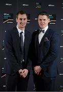 19 December 2015; Kilkenny hurlers Joey Holden, left, and TJ Reid, whose team, Kilkenny hurlers, was nominated for the RTÉ Sports Team of the Year award, at the RTÉ Sports Awards 2015. RTÉ, Donnybrook, Dublin. Picture credit: Piaras Ó Mídheach / SPORTSFILE