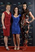 19 December 2015; Cork Camogie players, from left, Rena Buckley, Aoife Murray and Aisling Thompson, whose team was nominated for the RTÉ Sports Team of the Year award, at the RTÉ Sports Awards 2015. RTÉ, Donnybrook, Dublin. Picture credit: Piaras Ó Mídheach / SPORTSFILE