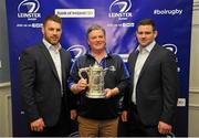 19 December 2015; Pictured during the Bank of Ireland Provincial Towns Cup Draw, are, from left, Sean O'Brien, Leinster, Trevor Wardrop, Portalington RFC, and Fergus McFadden, Leinster. Ballsbridge Hotel, Dublin. Picture credit: Sam Barnes / SPORTSFILE
