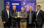19 December 2015; Pictured during the Bank of Ireland Provincial Towns Cup Draw, are, from left, Sean O'Brien, Leinster, Robert Gunn, Oliver Pooley, Donal Coade, all Mullingar RFC, and Fergus McFadden, Leinster. Ballsbridge Hotel, Dublin. Picture credit: Sam Barnes / SPORTSFILE