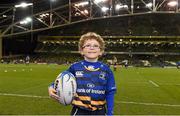 19 December 2015; Leinster matchday mascot Mark Fitzgerald at the European Rugby Champions Cup, Pool 5, Round 4, clash between Leinster and RC Toulon at the Aviva Stadium, Lansdowne Road, Dublin. Picture credit: Stephen McCarthy / SPORTSFILE