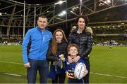 19 December 2015; Leinster matchday mascot Mark Fitzgerald and family at the European Rugby Champions Cup, Pool 5, Round 4, clash between Leinster and RC Toulon at the Aviva Stadium, Lansdowne Road, Dublin. Picture credit: Stephen McCarthy / SPORTSFILE